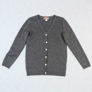 Oobe Chick-fil-A Team Style Knit Cardigan Gray V-Neck Button Front Small Womens